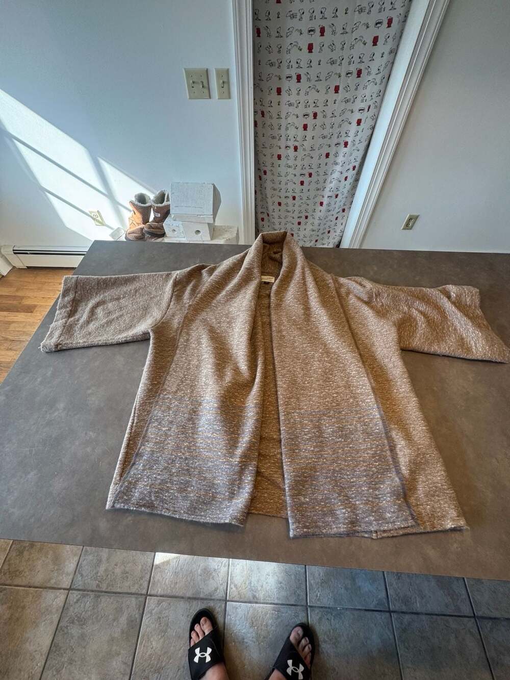 Universal Thread Light Gray Marled Knit V-Neck Poncho Sweater